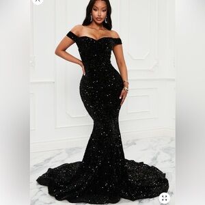 Fashion Nova Black Sequin Maxi Dress